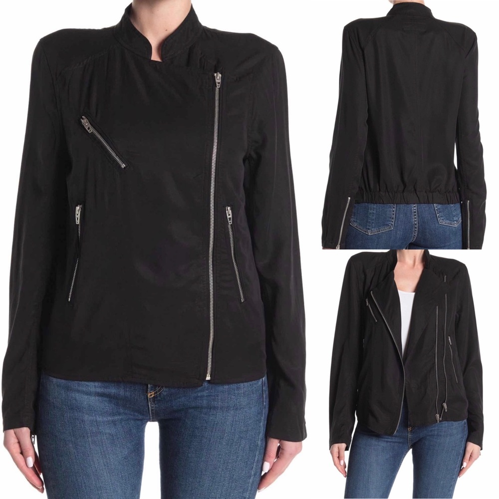 NWT Blank NYC Woven Black Moto Jacket Size XS